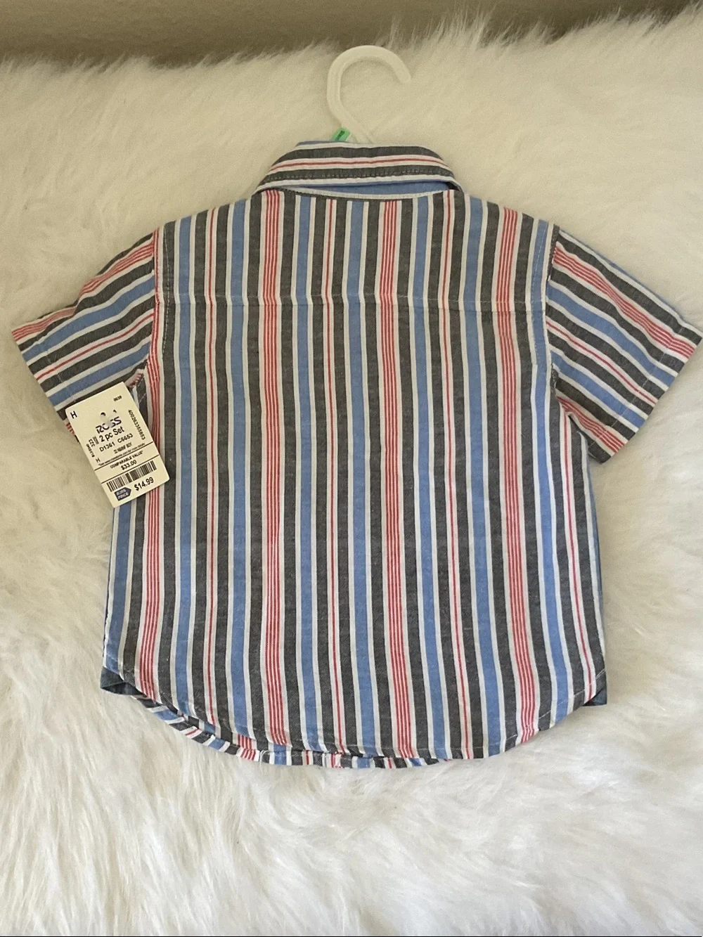 Tommy Hilfiger Short Sleeve Striped Button Shirt - Blue, Red, White